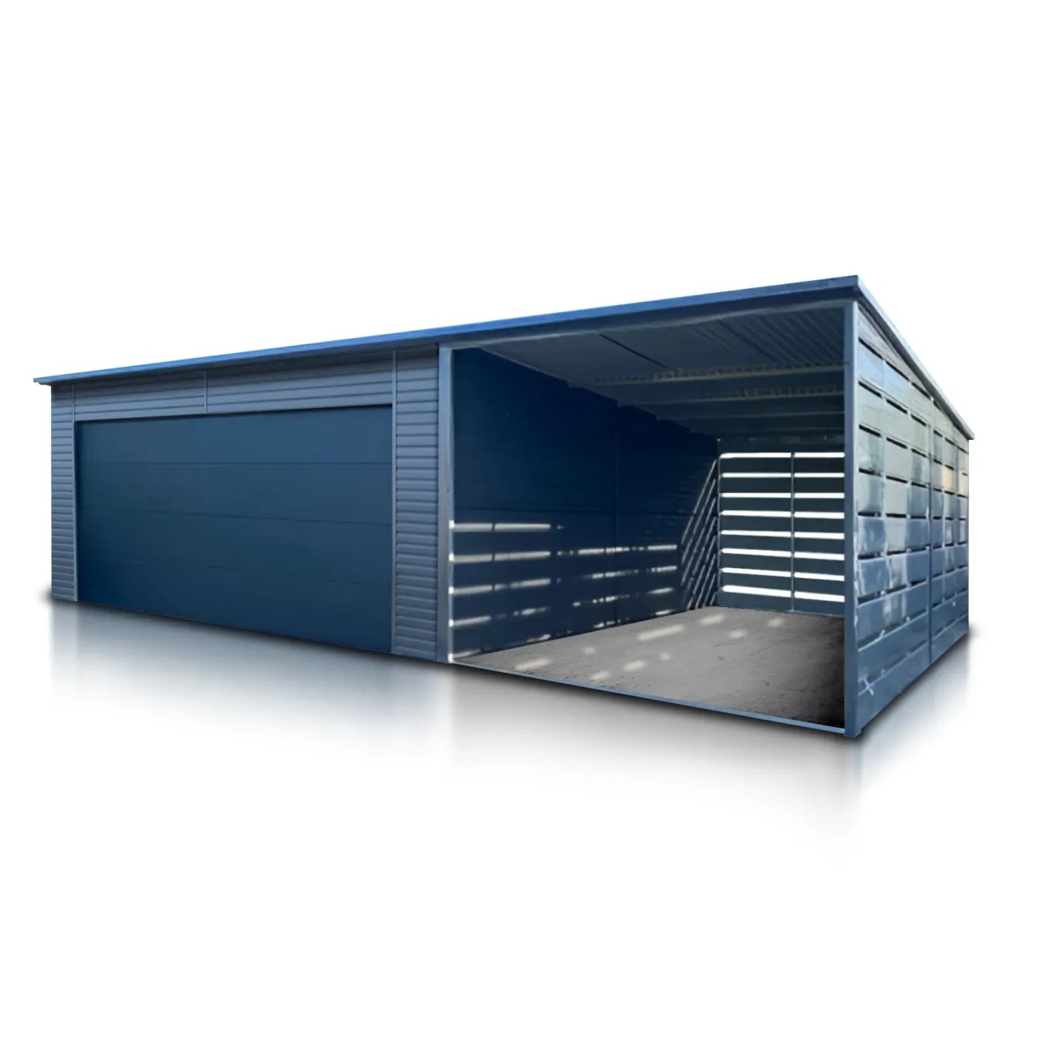 Liderstal Einzelgarage Basic aus Blech 600 x 600 cm mit Carport