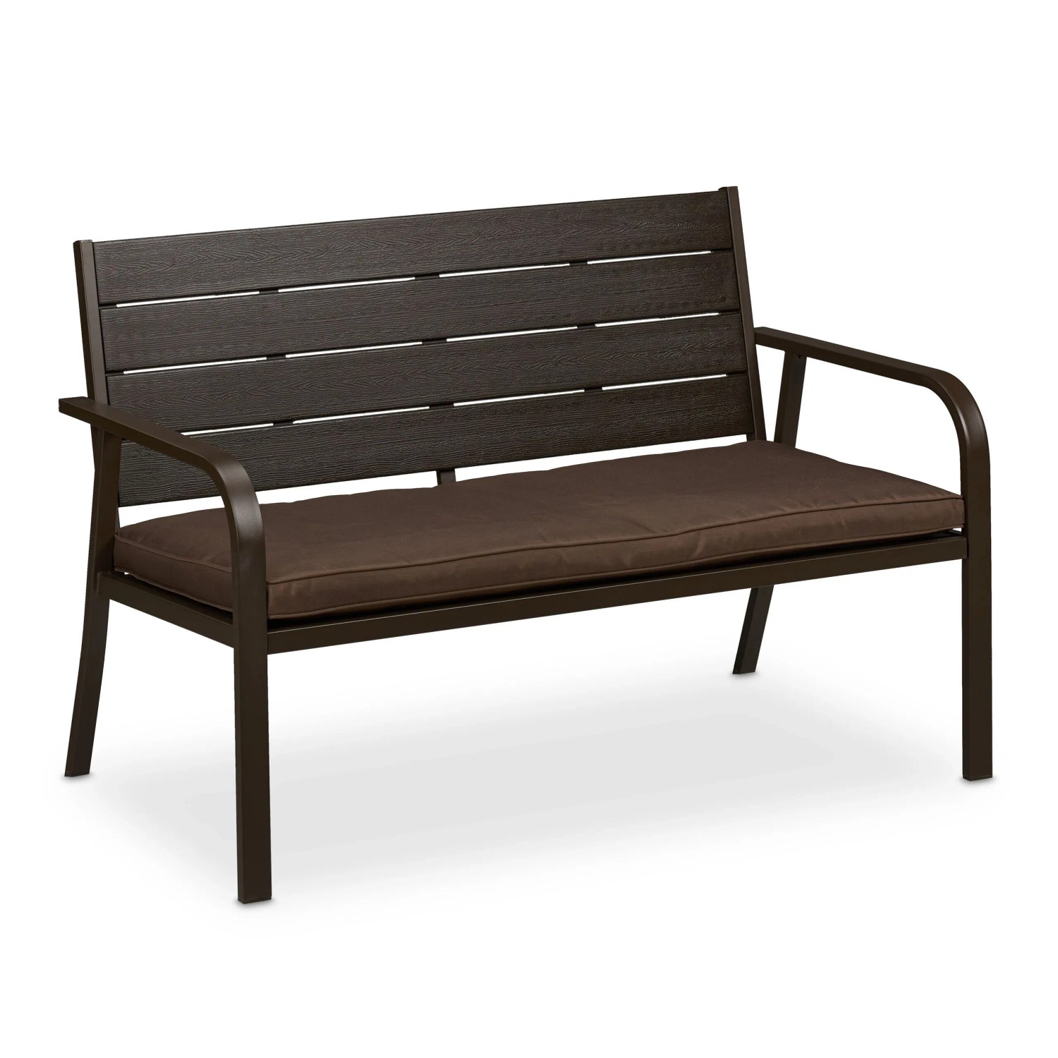 Relaxdays Gartenbank Kunststoff Stahl Braun Mit Sitzauflage 78 Cm X 118 Cm X 66 Cm 13, 7 Kg