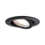 Schwenkbarer, mattschwarzer LED Einbaustrahler mit warmweißem Licht (3000K) für den Innenbereich.