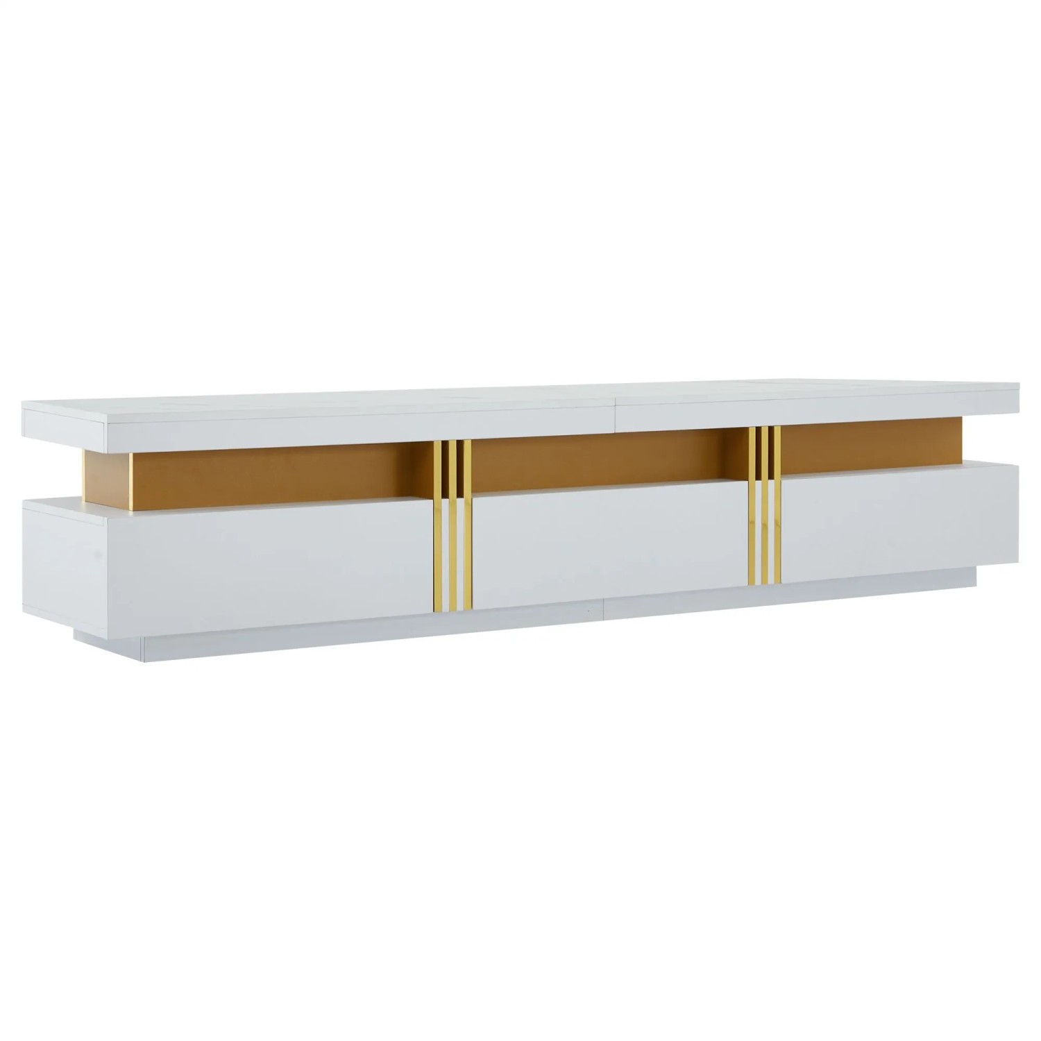 Merax TV Lowboard 200x40x42 cm Marmoroptik 3 Schubladen Kabelmanagement