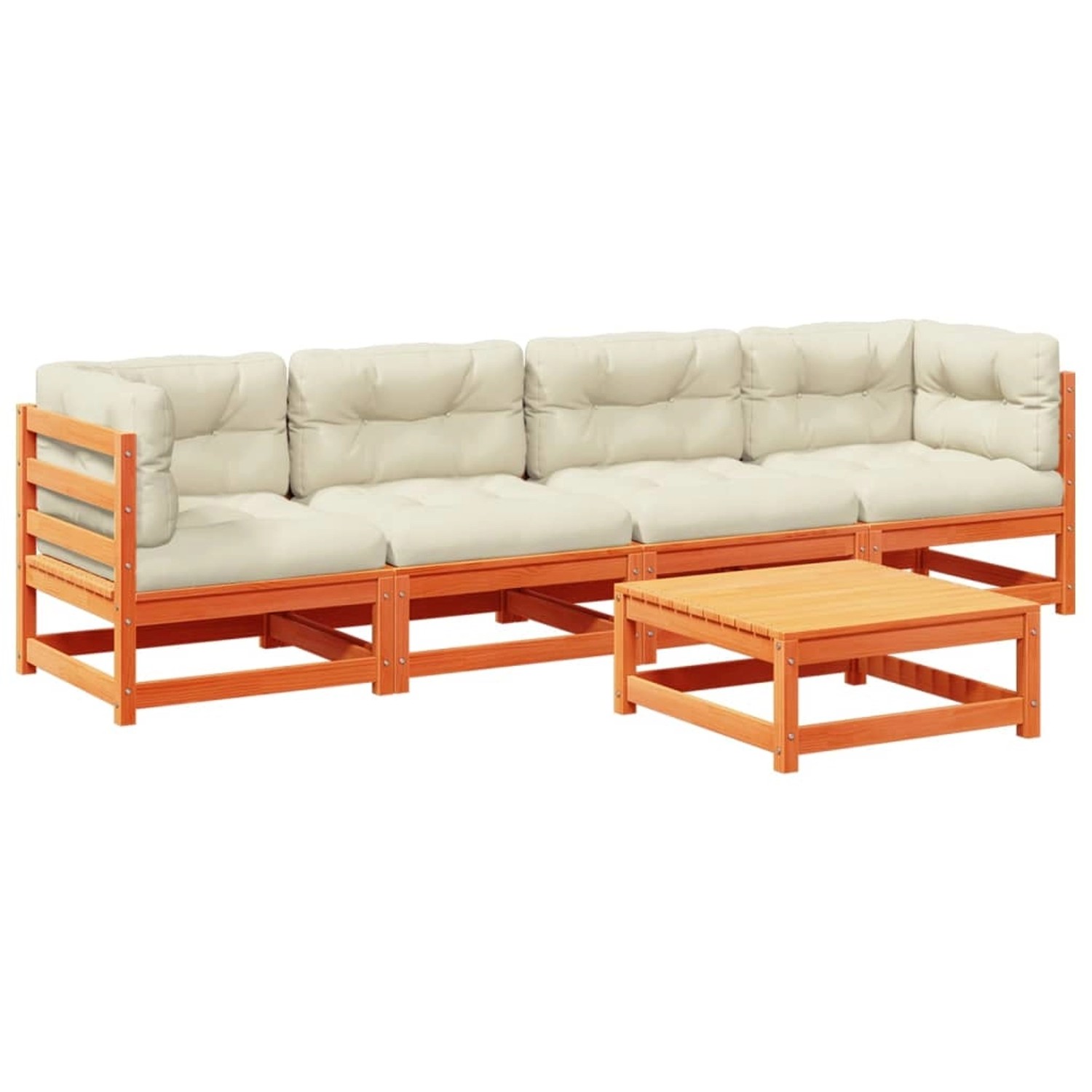 vidaXL 5-Tlg Garten-Sofagarnitur mit Kissen Wachsbraun Kiefernholz 3299276 günstig online kaufen