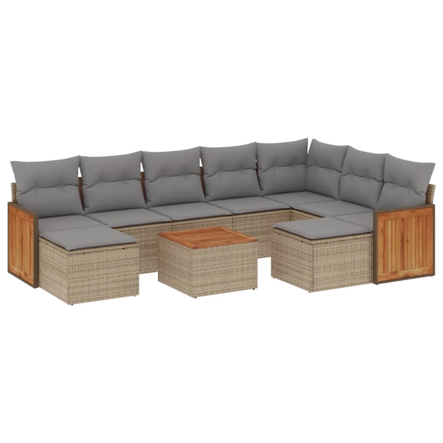 vidaXL 10-Tlg Garten-Sofagarnitur mit Kissen Beige Poly Rattan 3260631 günstig online kaufen