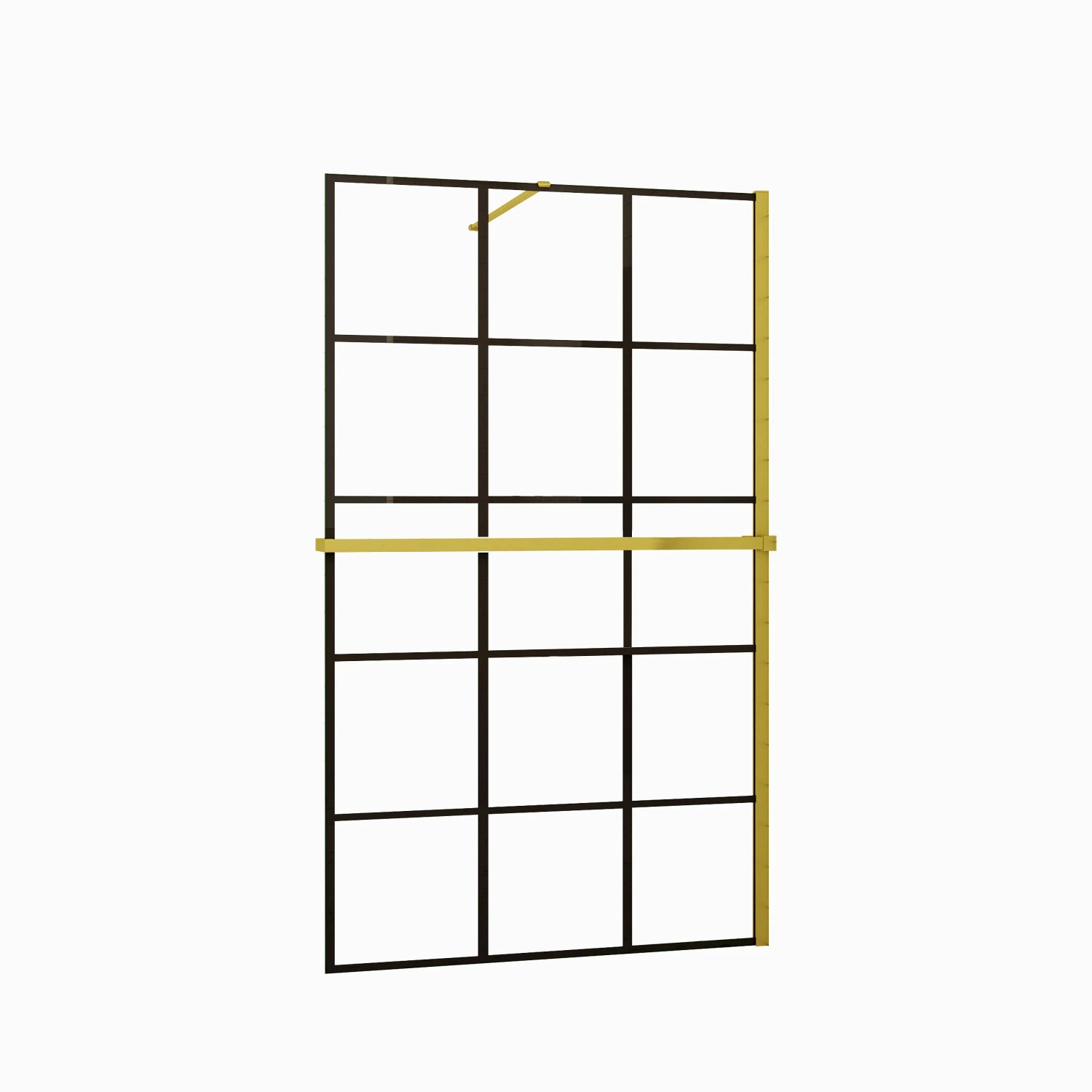 Duschparadies Walk-in Duschen 90 x 200cm Mit Duschregal Handtuchhalter 8mm Nano Gittermuster Goldrahmen