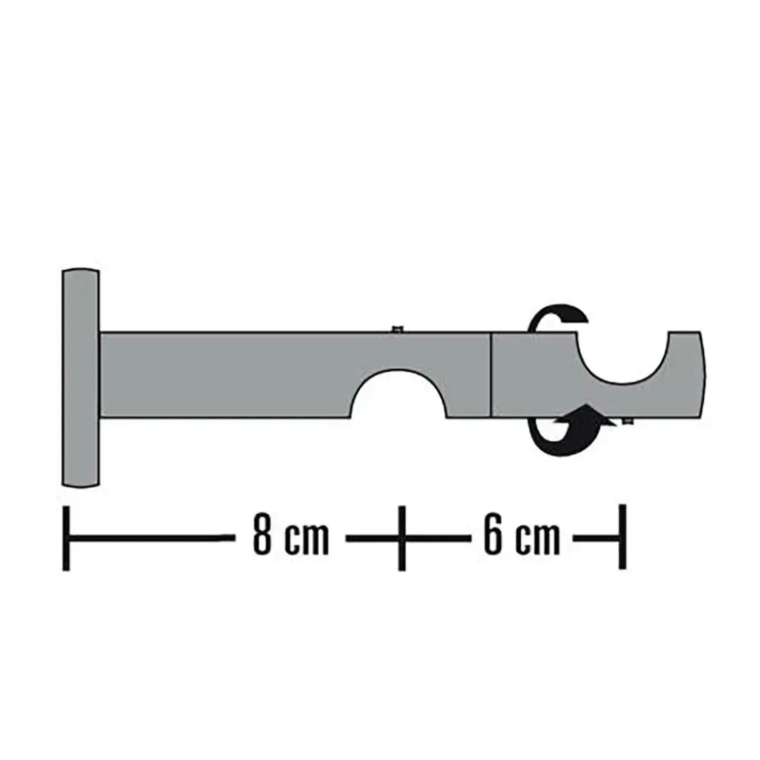 Schöner Wohnen Wandhalter Leon 2-läufig, weiß-matt, Maße: 8 cm und 6 cm, für Gardinenstangen.