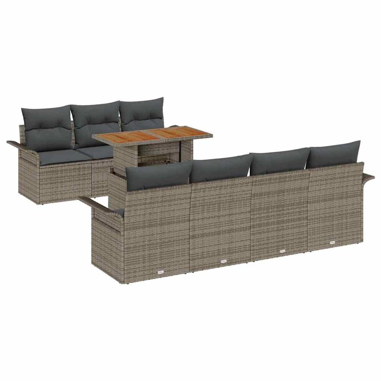 vidaXL Garten-Sofa-Set mit Speicher 8-Tlg Grau Poly Rattan 3358029 günstig online kaufen