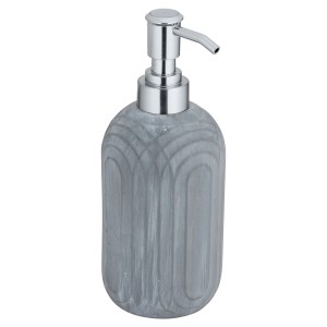 Wenko Seifenspender Iseo, hellgraue Keramik mit silbernem Pumpkopf, 450 ml.