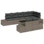 Graues 9-teiliges vidaXL Garten-Sofa-Set aus Poly Rattan mit Kissen.