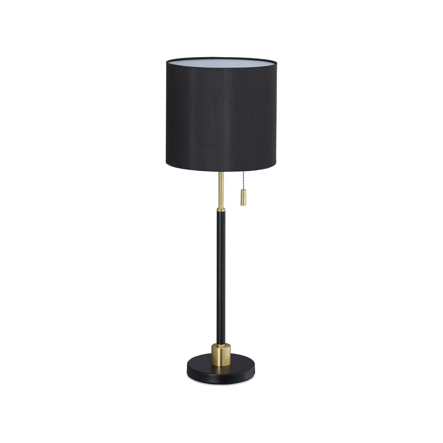 Relaxdays Tischlampe Stahl Kunstseide Schwarz Zugschalter 69 cm x 24 cm 1,1 kg