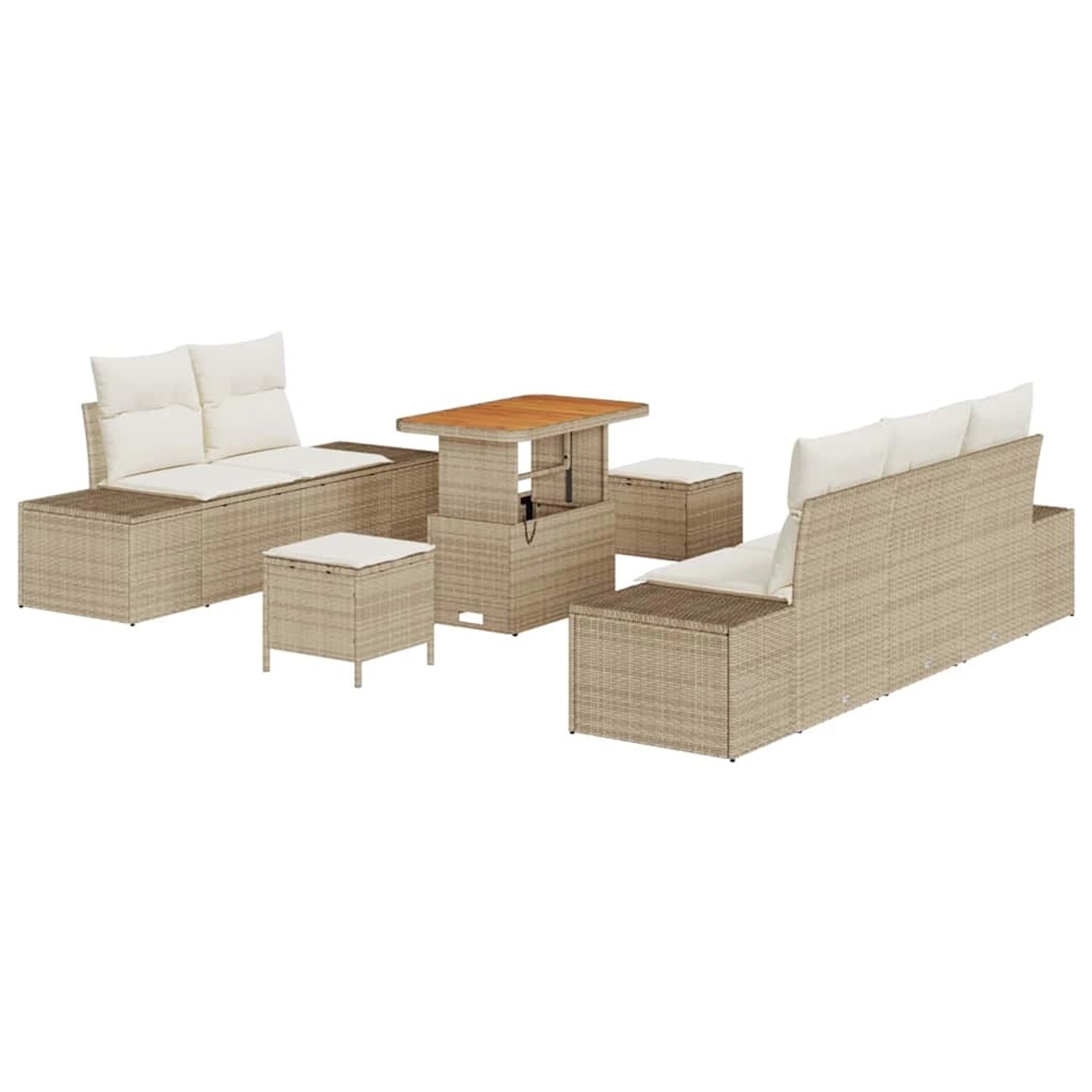 vidaXL Garten-Sofa-Set mit Kissen 8-Tlg Beige Poly Rattan 3362731 günstig online kaufen