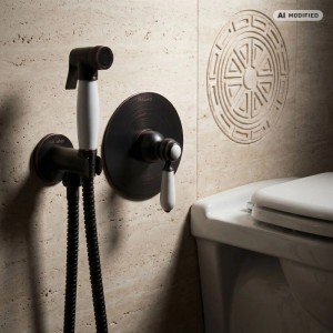 PaulGurkes Bidet-Unterputz Nostalgie Schwarz WC-Dusche