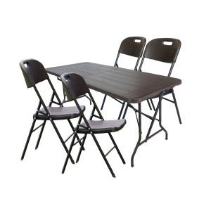 TRUTZHOLM Gartenset, Tisch mit 4 Stühlen in Holzoptik Grau. Gartenmöbel-Set für Terrasse und Garten.