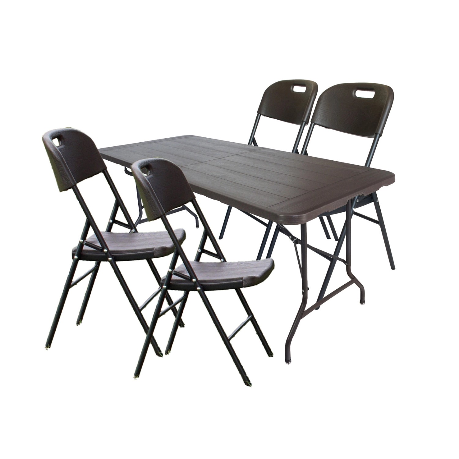 TRUTZHOLM Gartenset Tisch mit 4 Stühlen Holzoptik Grau günstig online kaufen