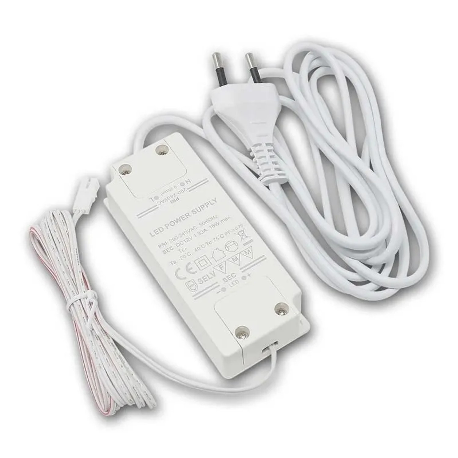 world-trading-net LED Trafo 12V 16W 2m Kabel Warmweiß + Mini-AMP-Buchse