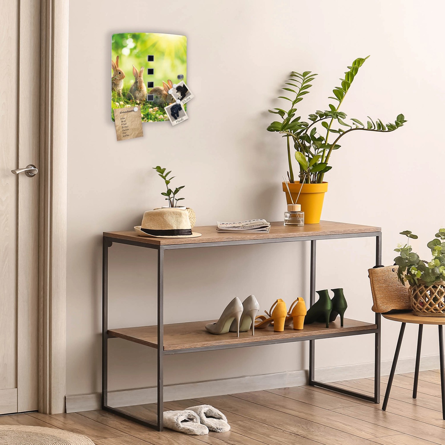 Banjado Schlüsselkasten Edelstahl mit Hasen Motiv, 24x21,5x7cm. Garderobenleiste mit Magnetverschluss.