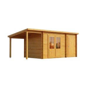Imprägniertes Alpholz Gartenhaus Maria-40 mit Schleppdach, naturbelassen, 450x250 cm.