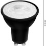 Schwarzer GU10 LED-Spot, warmweiß, 53 mm hoch, 50 mm breit, 3er-Set.