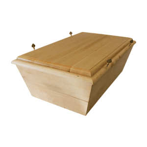 Dekohelden24 Hochwertiger würdevoller Eichenholzsarg für mittelgroße Tiere Tiersarg Hundesarg Katzensarg in Natur L/B/H 60 x 35 x 20 cm
