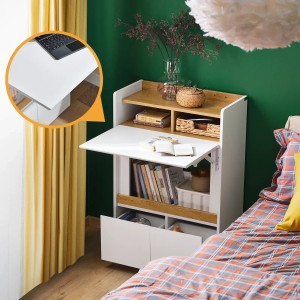 SoBuy Klappbarer Schreibtisch mit 2 Schubladen Computertisch 63×93×67cm Weißnatur FWT109-WN