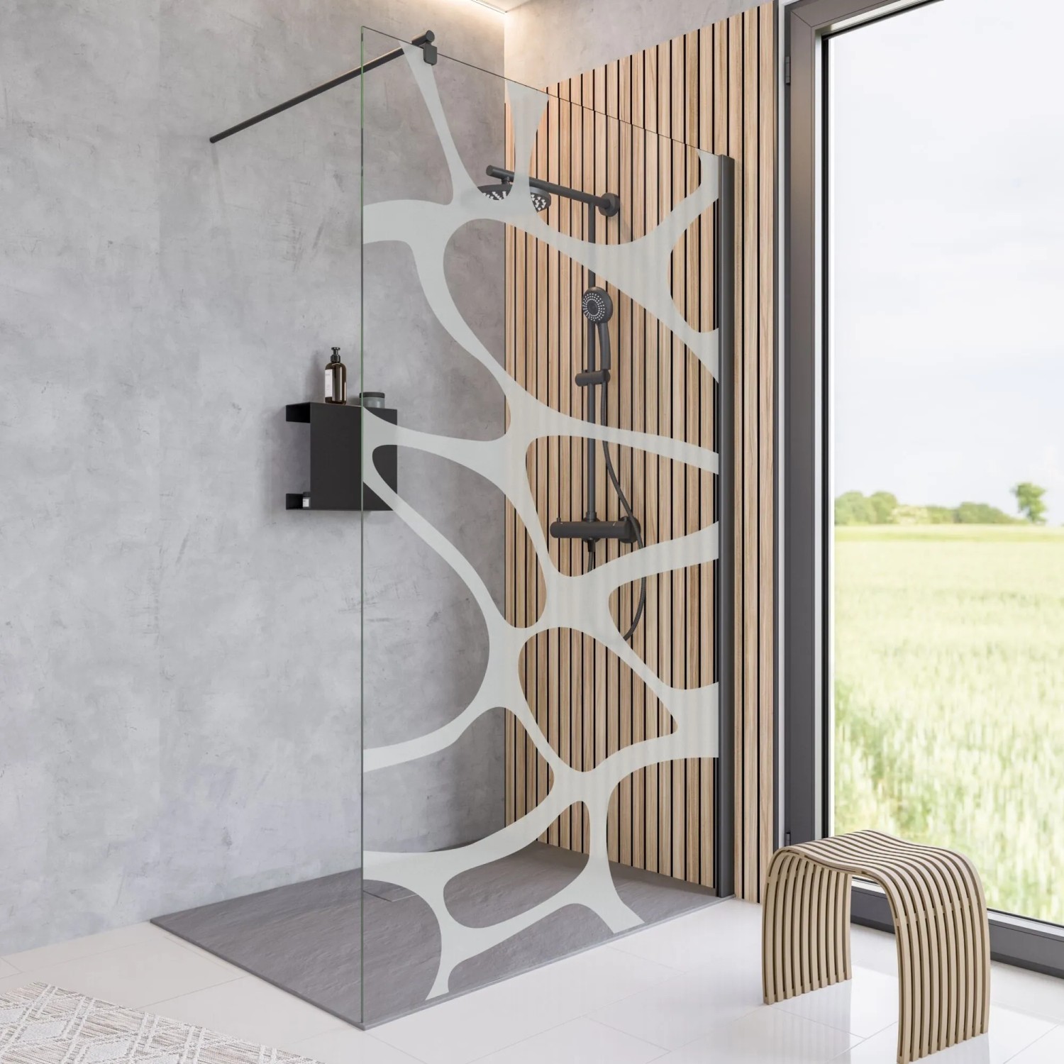 Schulte Alexa Style 2.0 Walk in Dusche 90x200 cm 6 mm ESG Schwarz