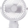 Weißer Mini-Tischventilator mit Clip-on, Ø 10,6 cm. Kompakter USB-Ventilator.