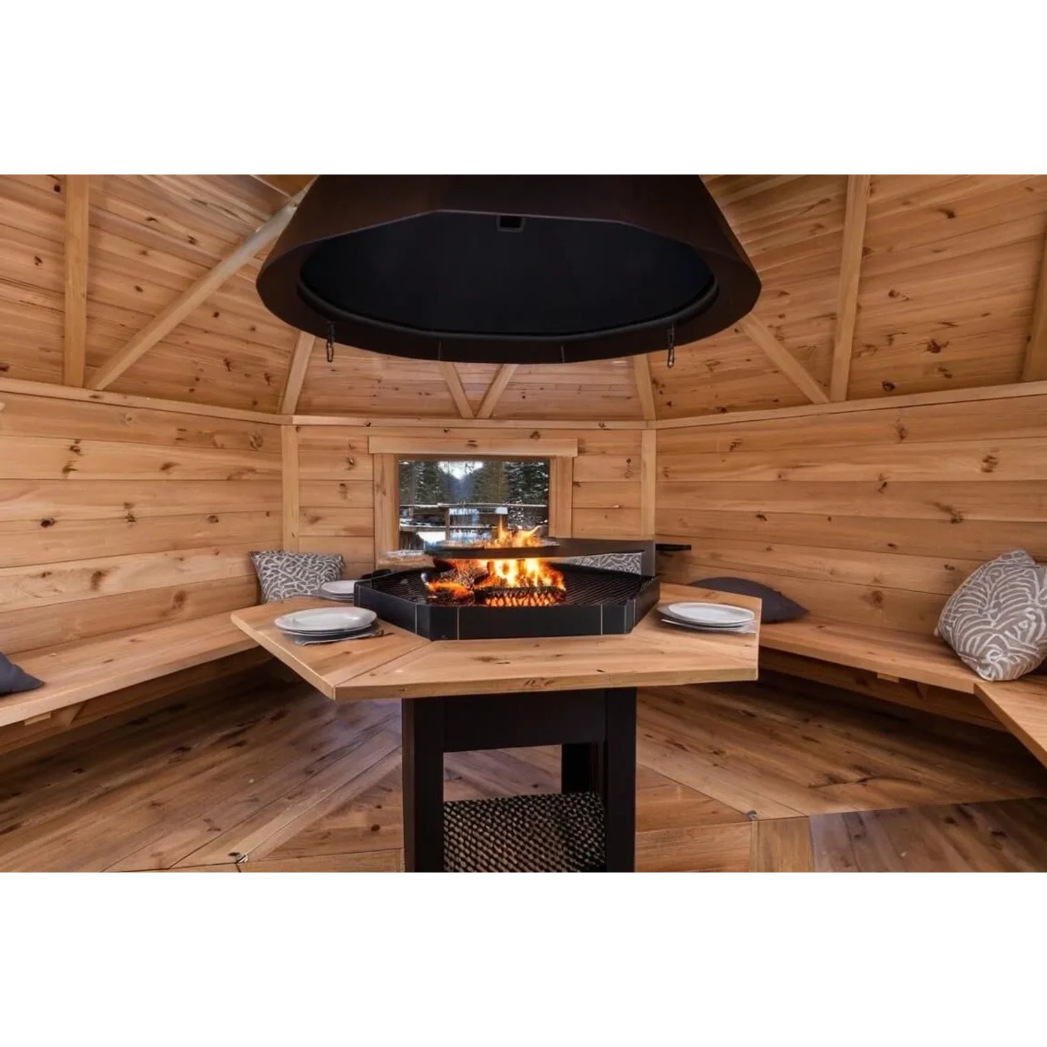 Finn Art Blockhaus Grill Gartenhaus Grillkota Exzellent 9 qm mit Grillanlage für max. 15 Personen_5