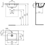 Technische Zeichnung: Ideal Standard i.life S Möbelwaschtisch, 51 cm, Weiß. Einbauwaschbecken mit Maßen.