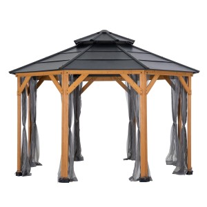 Sunjoy Netz für Zedernholz Gazebo 395x395cm, Moskitonetz für Pavillon, grau