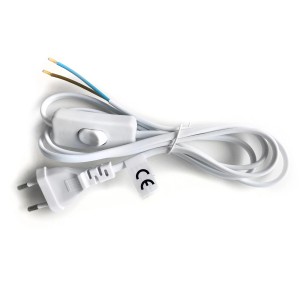 Weißes Kabel mit Schalter für Vasner Zipris LED Infrarotheizung-Spiegel.