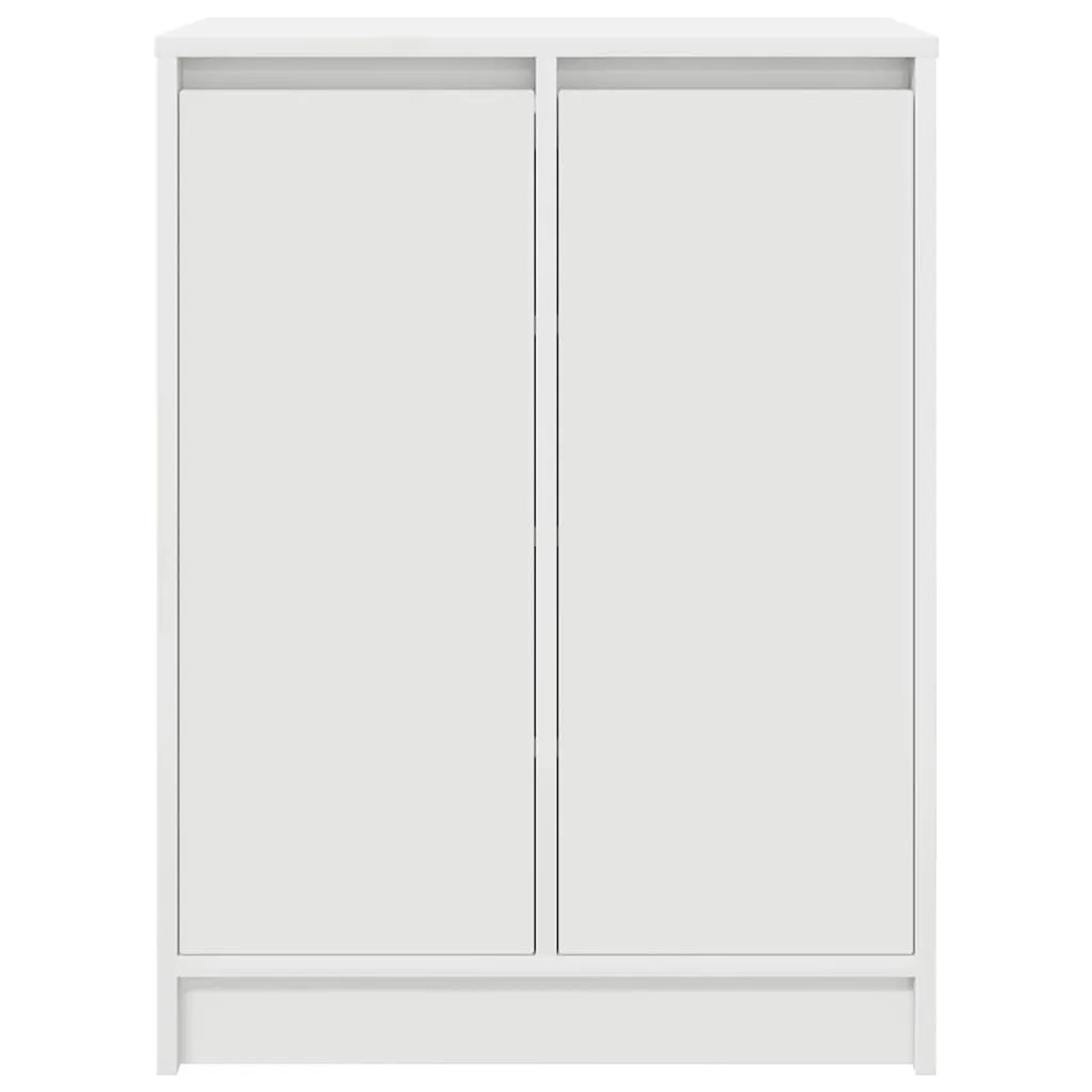 Weißer vidaXL Schuhschrank (57x34x76 cm) mit 2 Türen und 8 Einlegeböden.