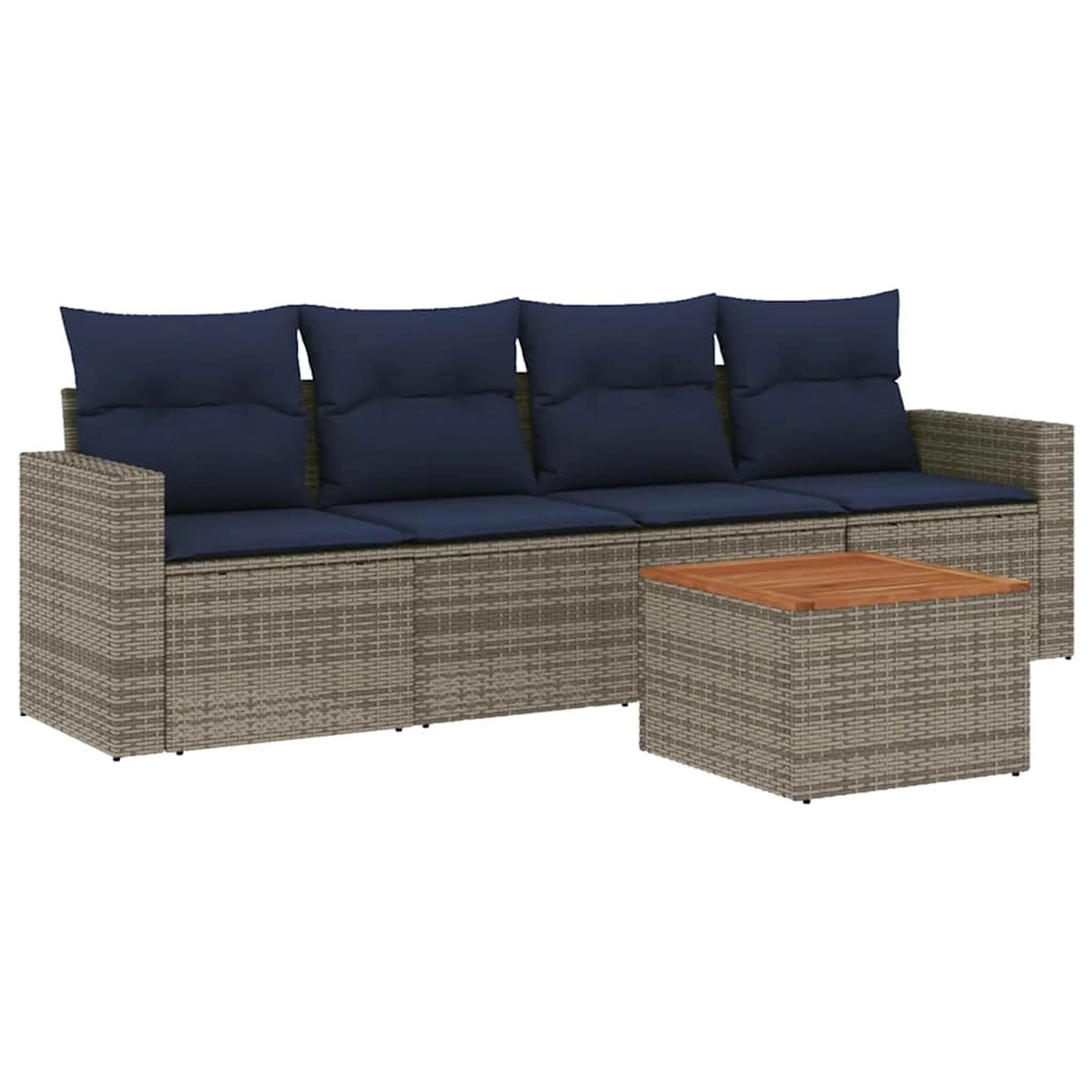vidaXL 5-Tlg Garten-Sofagarnitur mit Kissen Grau Poly Rattan 3256334 günstig online kaufen