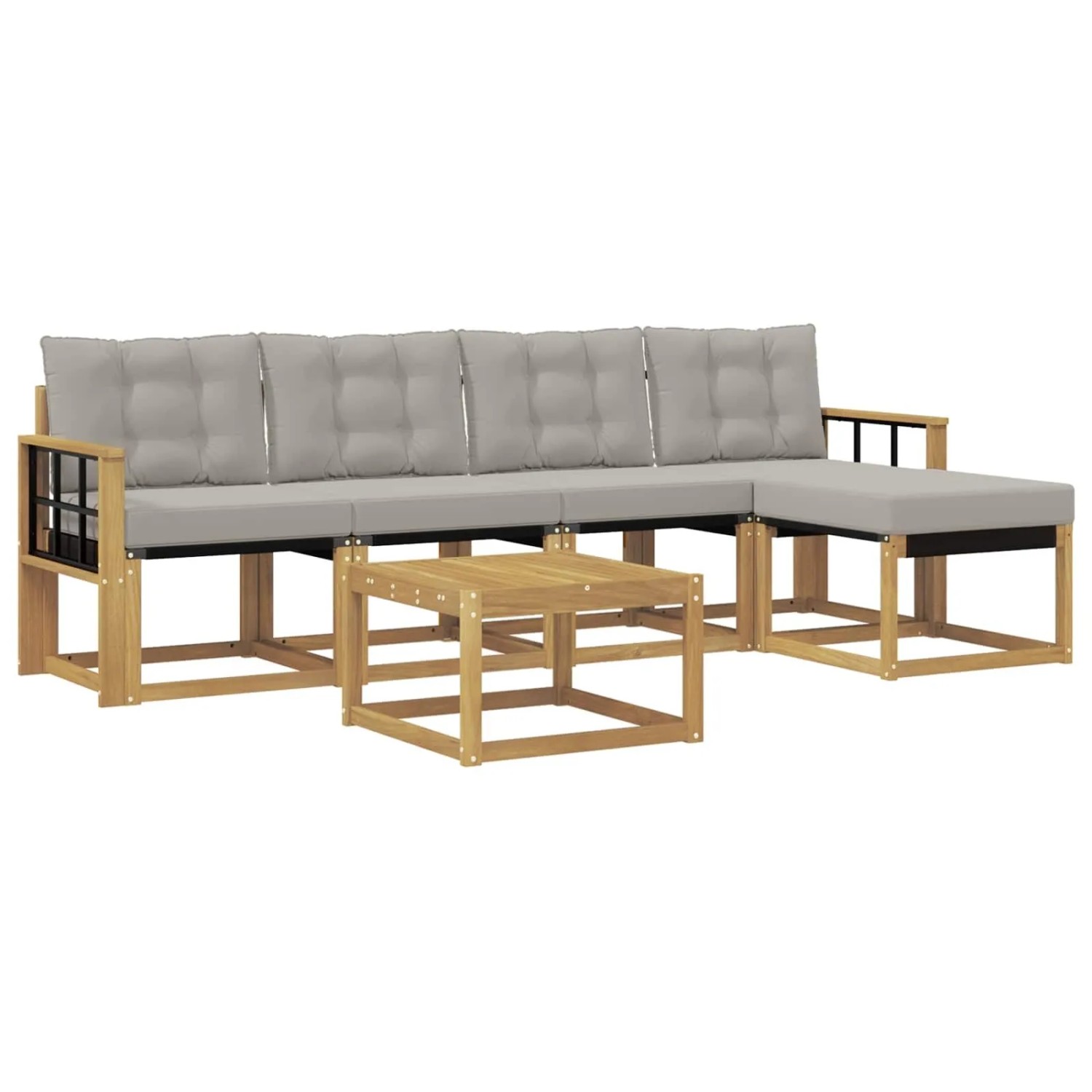 vidaXL Outdoor-Sofagarnitur mit Kissen 6-Tlg Weiß und Hellgrau 3389409