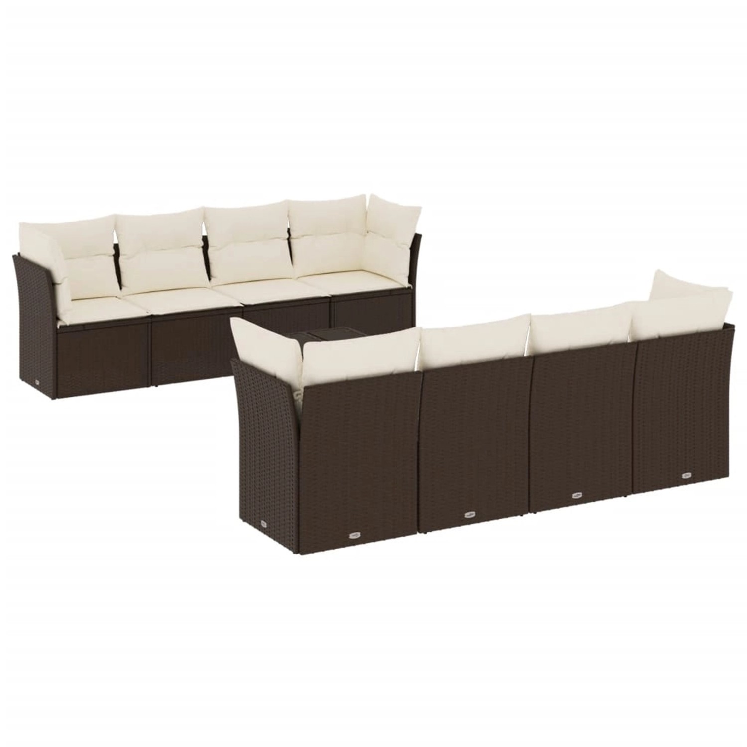 vidaXL 9-Tlg Garten-Sofagarnitur mit Kissen Braun Poly Rattan 3217313 günstig online kaufen