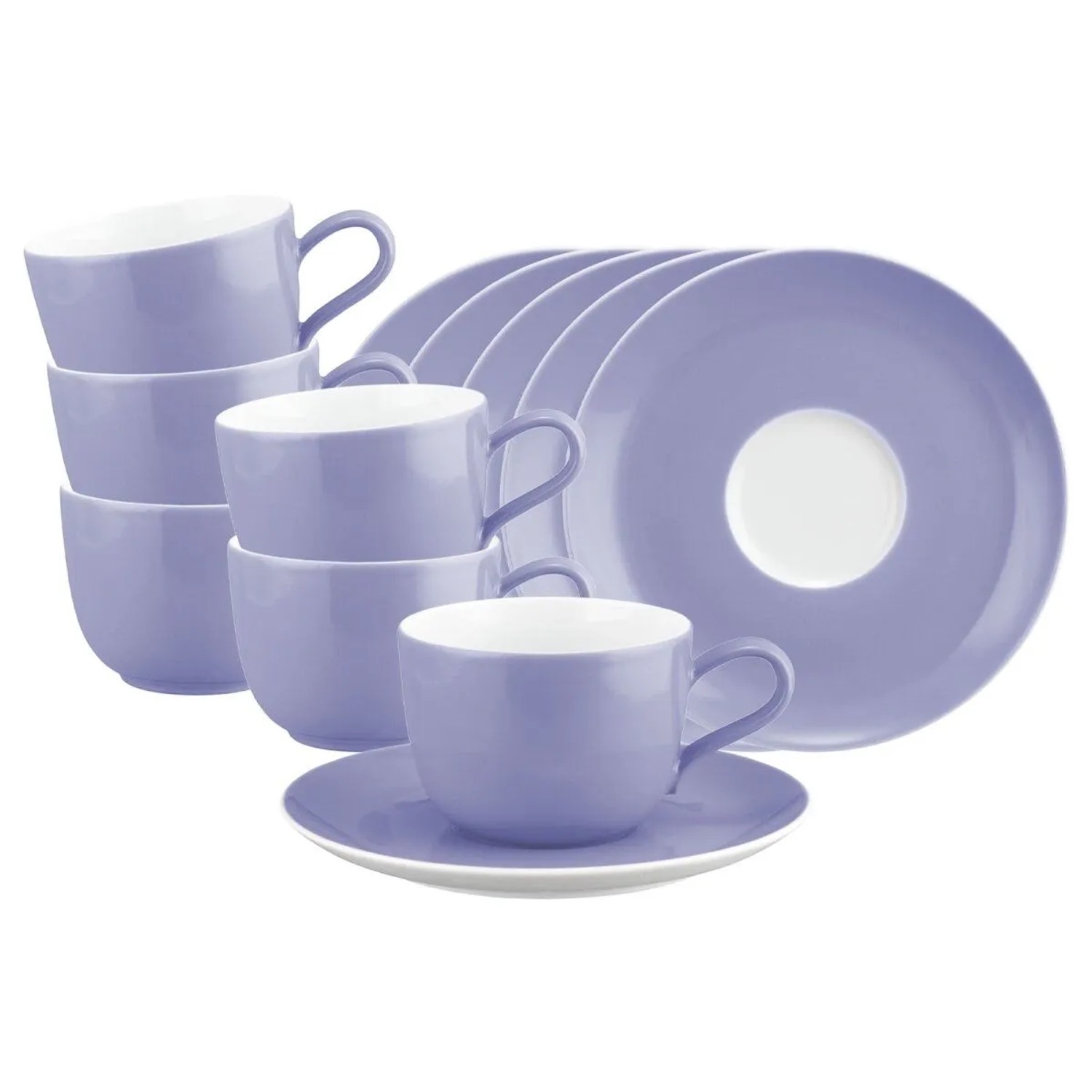 Seltmann Weiden Liberty Pure Colors Kaffeetasse mit Untertasse 260 ml 6er Set Grape Purple