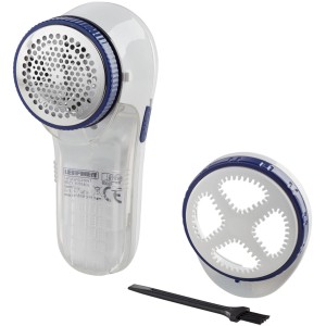 Leifheit Fusselrasierer mit Reinigungsbürste und Aufsatz für verschiedene Stoffe.