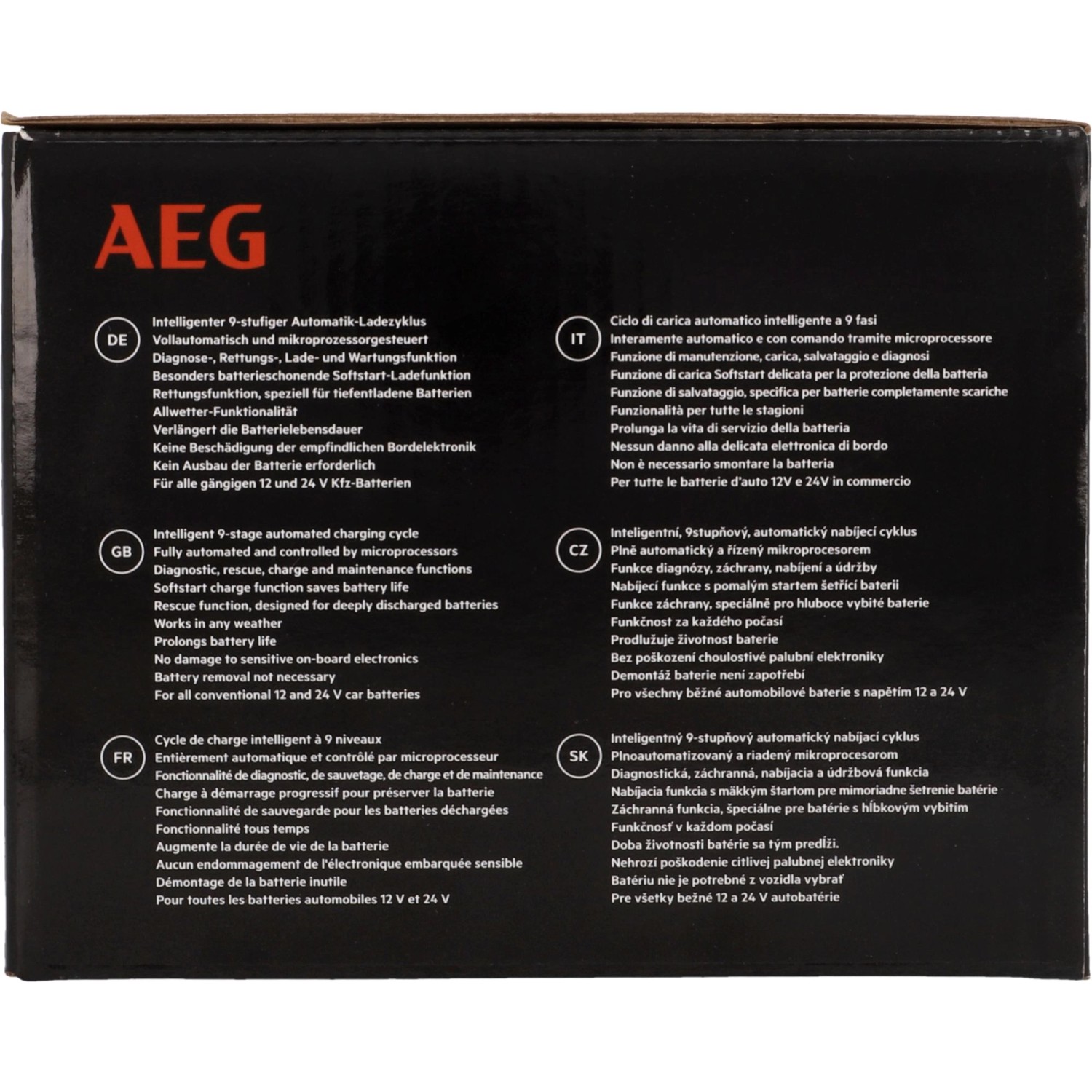 AEG Batterieladegerät LT 20 A für 12V/24V Autobatterien. Automatischer Ladezyklus mit Diagnose- und Wartungsfunktion.