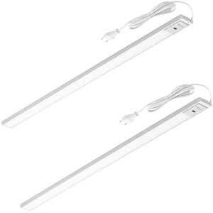 2er Set: Dimmbare LED Lichtleisten (90cm) mit Sensor und Schalter, neutralweißes Licht, Aluminiumgehäuse.