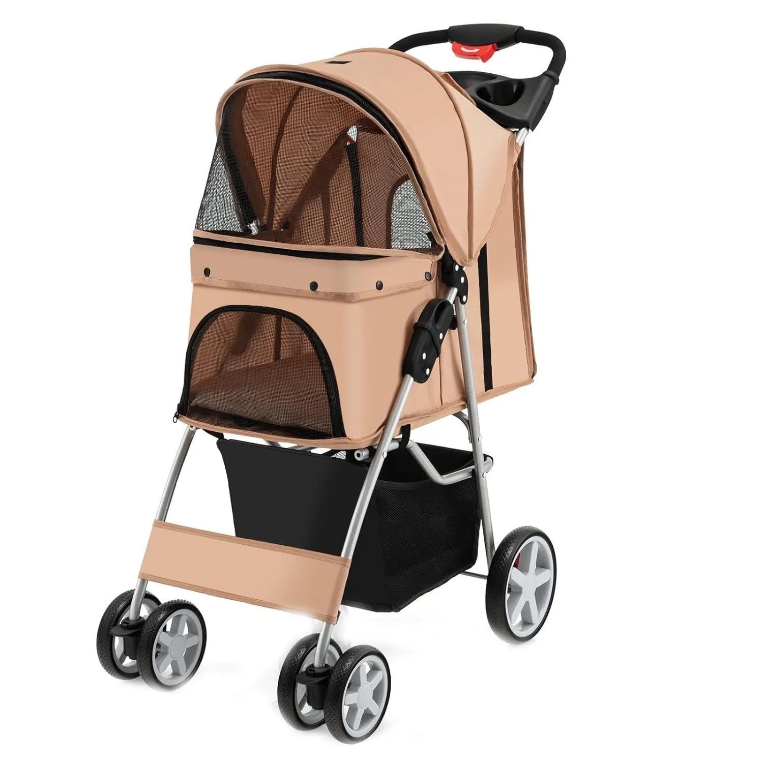 Costway Hundewagen Haustiere Buggy Bis 15 kg Beige