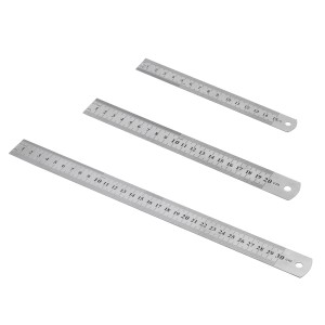 Sintron Stahllineal-Set, 3 Lineale (15, 20, 30 cm) aus Edelstahl mit Zentimeter- und Zollskala.