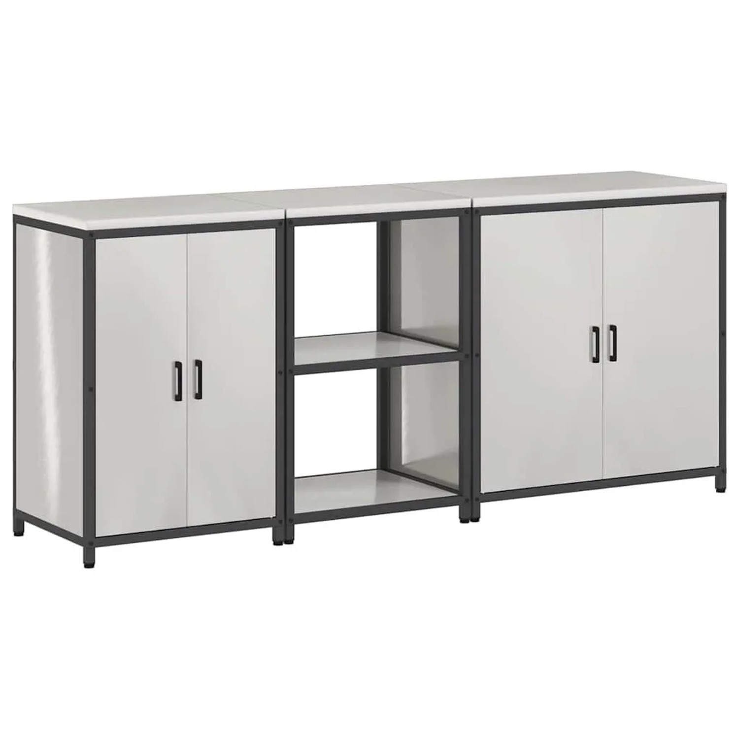 vidaXL Aufbewahrungsset für die Küche mit Regal 3 Stk Silber Edelstahl 3392 günstig online kaufen