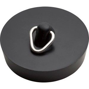 Schwarzer Ventilstopfen (Ø 43,5 mm) für Waschbecken und Badewannen mit Überlauf.