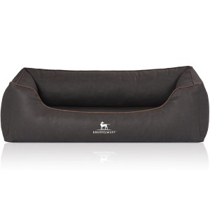 Knuffelwuff Hundebett Rockland XXL, orthopädisch, Kunstleder, schwarz, 120x85cm.