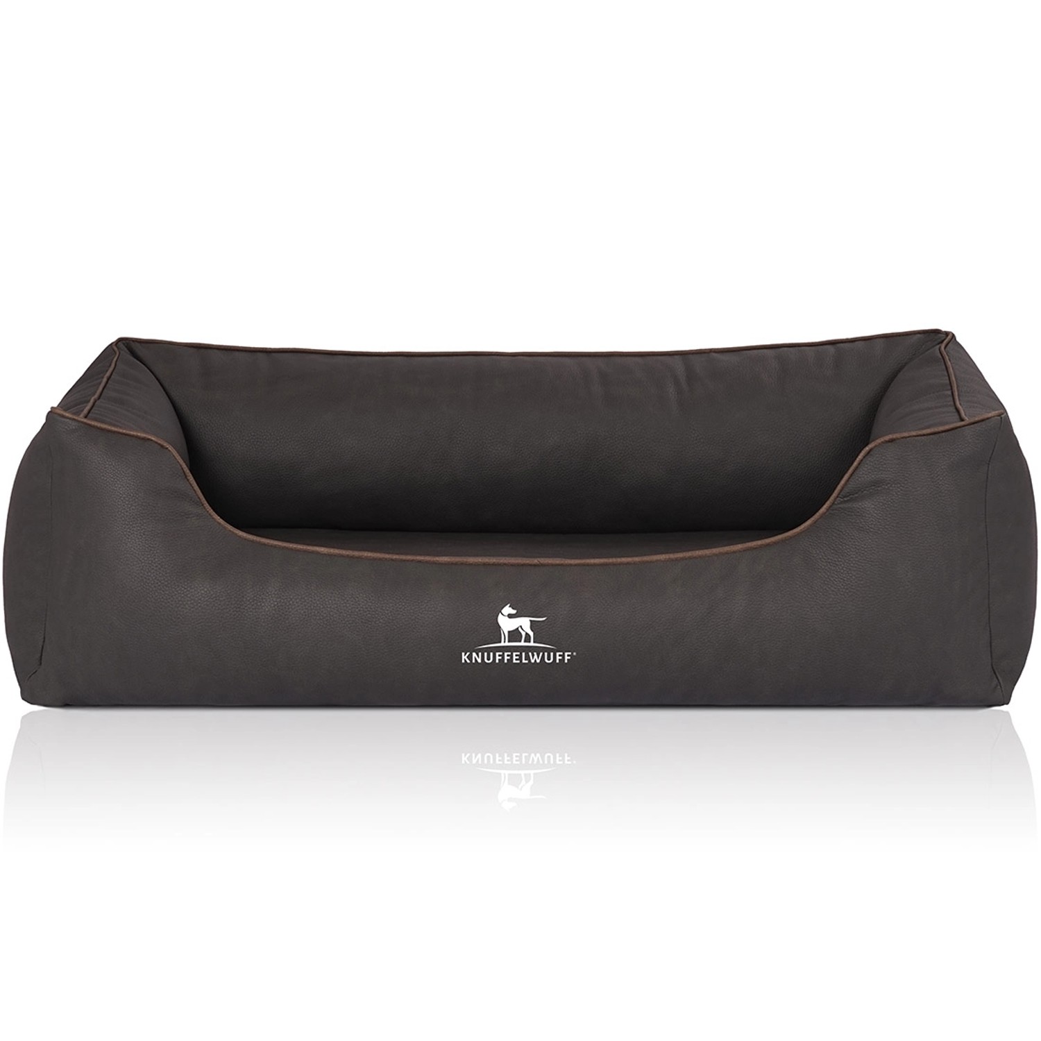 Knuffelwuff Hundebett Rockland Orthopädisch Kunstleder XXL 120 x 85cm Schwa günstig online kaufen
