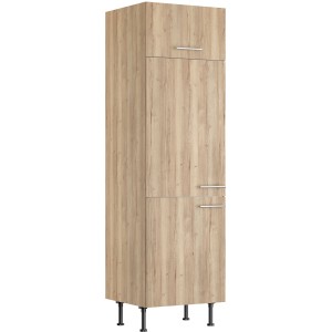 Optifit Hochschrank Erik290 für Kühlschrank, 60x212 cm, Wildeiche Dekor, mit Stauraum.