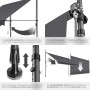 Tectake Klemmmarkise Schwarz Grau mit Handkurbel, UV-beständig. Zeigt Stahlgestell, Teleskopstangen, Höhenverstellung, Sonnen- & Sichtschutz.