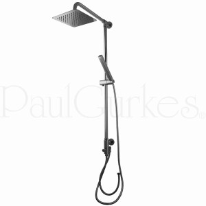 Eckiges PaulGurkes Regenduschsystem Aufputz, 20cm Kopfbrause und Handbrause.
