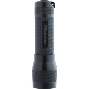 Schwarze Ledlenser L7 Taschenlampe (115 lm) mit geriffeltem Gehäuse.