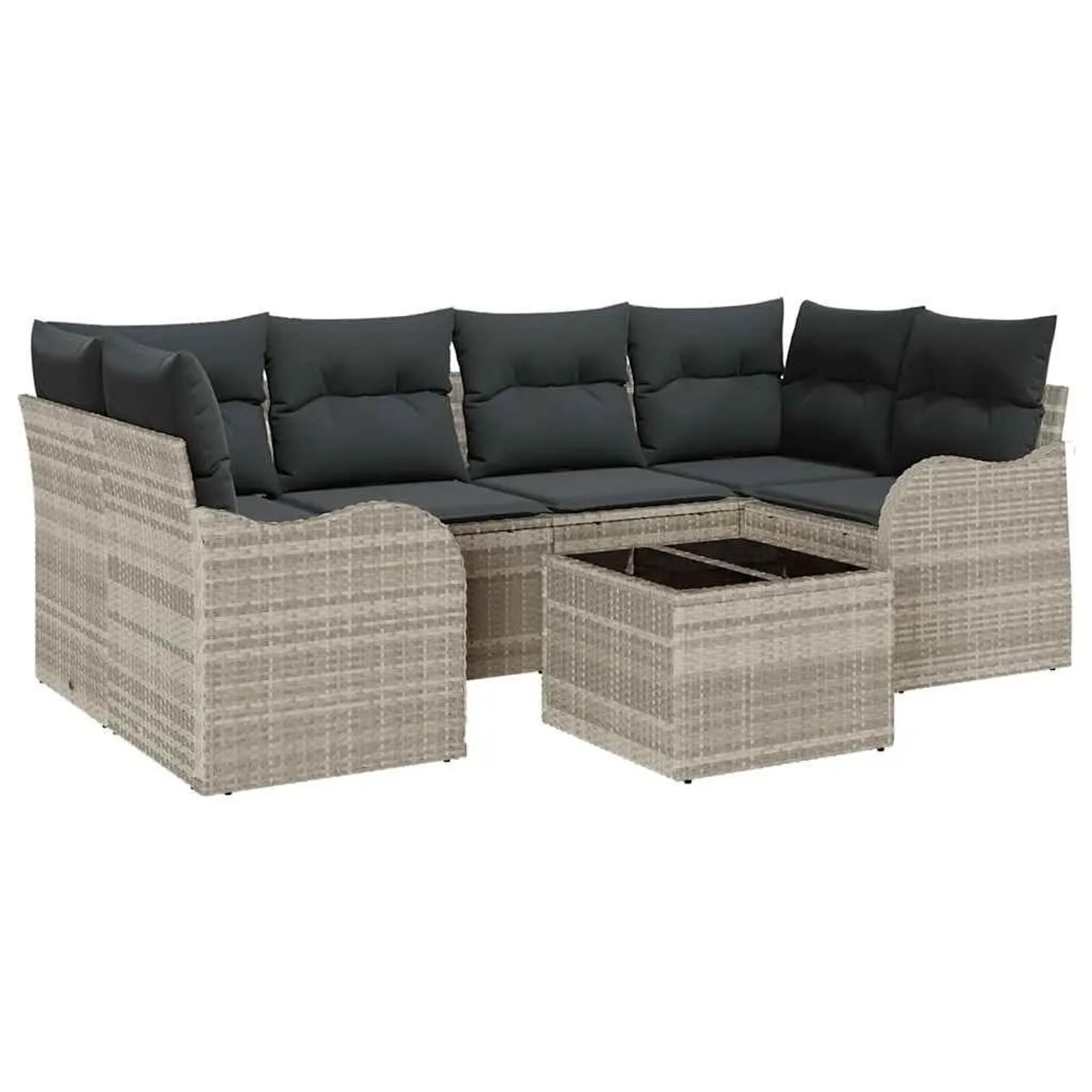 vidaXL Gartensofa-set Hellgrau 55 x 55 x 37 cm Poly-Rattan 3345602 günstig online kaufen