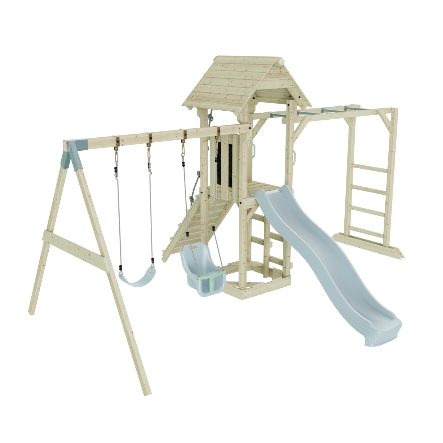 OutdoorToys Spielturm Örebro mit Babyschaukel Eisblau günstig online kaufen