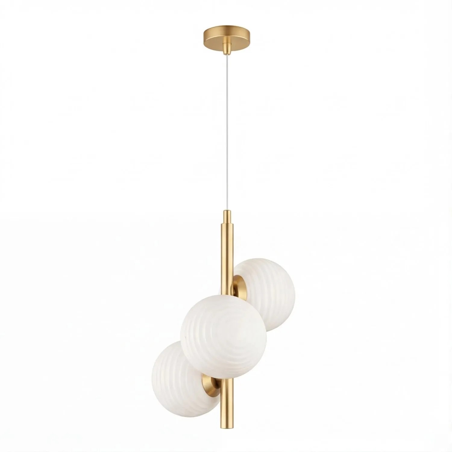 Licht-Erlebnisse Hängelampe Glas Metall 32,5 CM Breit 3-Flammig E27 In Weiß Gold