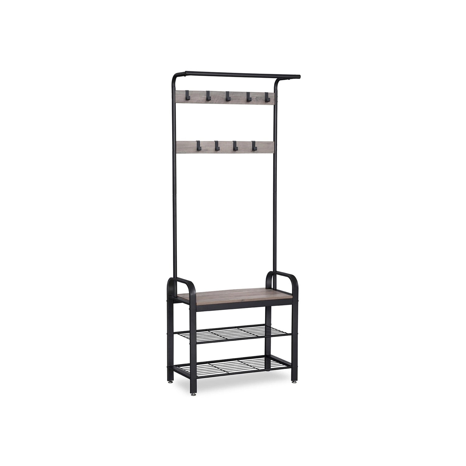 Vasagle Garderobenständer Metallrahmen 72 cm x 183 cm x 33,7 cm Grau-Schwarz